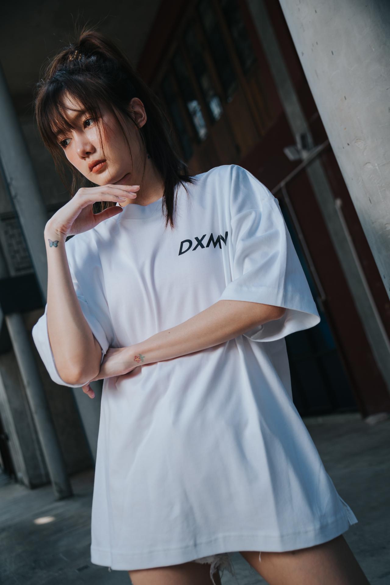 Double Logo Oversized Tee (White) 4